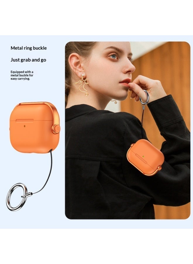 MONOGUE Safety Lock for Airpods 4 Case, TPU Case for Apple Airpods 4 Case, Drop Protection Airpods 4 Case Cover for Men with Lock and Keychain, orange - Image 4